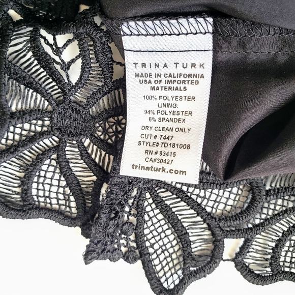 Trina Turk Miranda Blue Black Guipure Lace Sheath Cocktail Dress Size 2 New - Picture 9 of 14